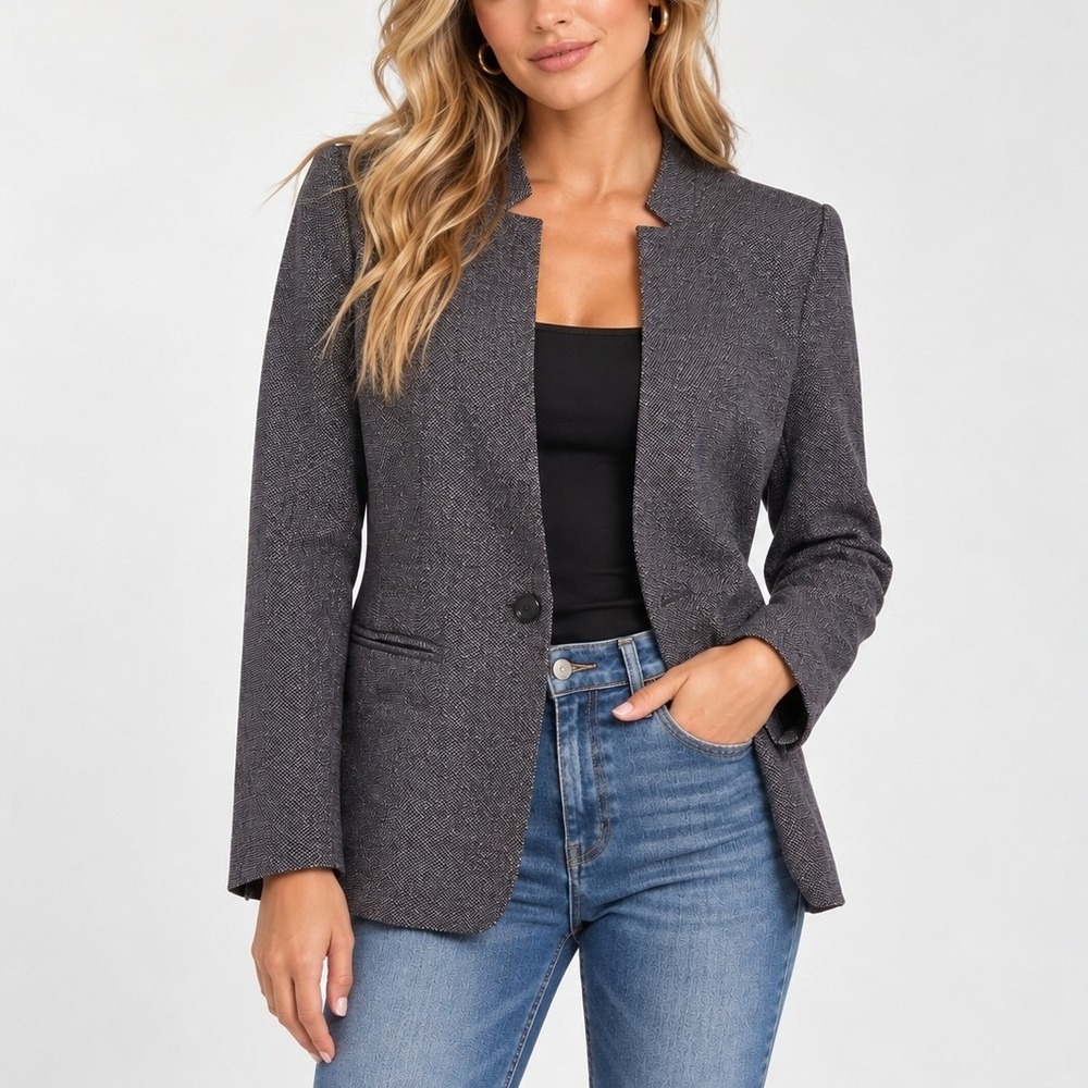 Banana Republic Blazer M Herringbone Textured Knit Lightweight